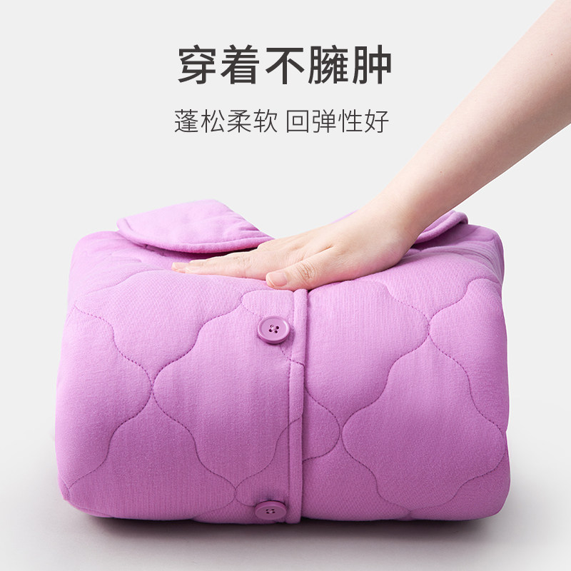 春织中老年妈妈睡衣女冬季三层加厚夹棉加绒发热衣裤老人家居服男