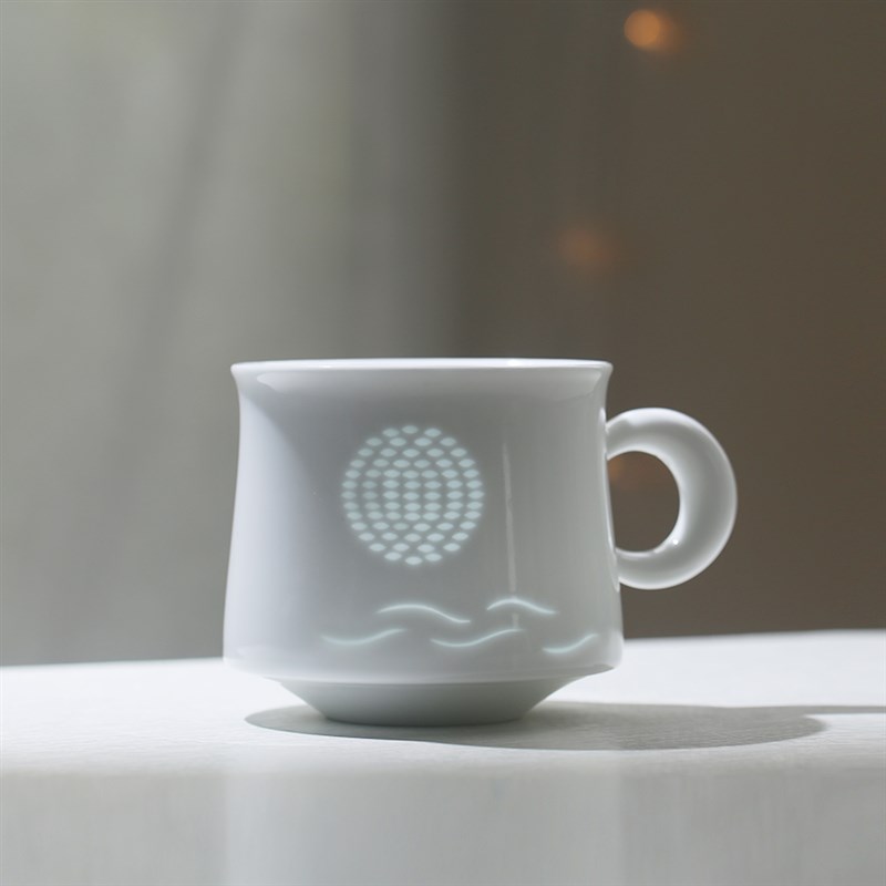 子木白月光咖啡杯景德镇玲珑陶瓷水杯茶杯家用简约个性拉花咖啡杯