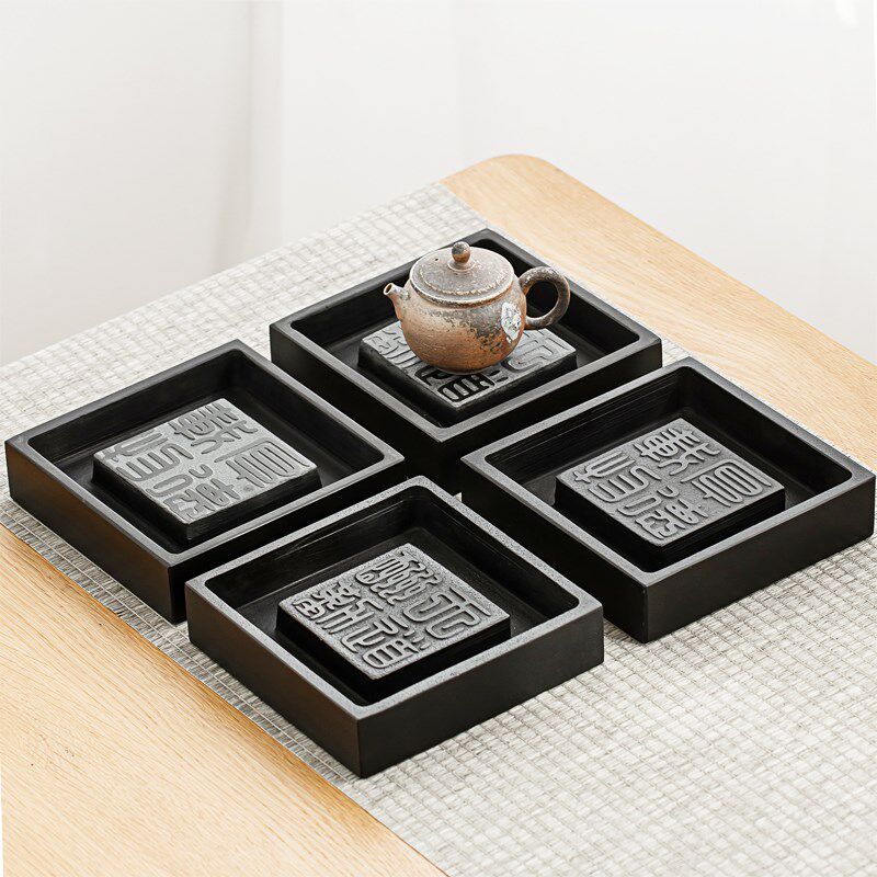 乌金石壶承家用紫砂壶养壶盘功夫茶具茶托盘干泡盘石头制茶台茶海