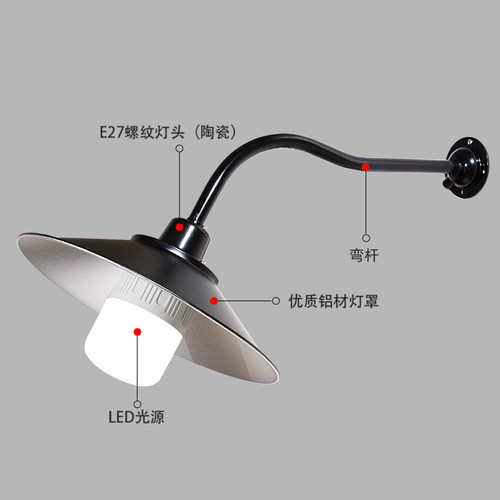 防水工矿灯罩户外超亮LED灯露天室外家用防雨庭院围墙灯照明灯具