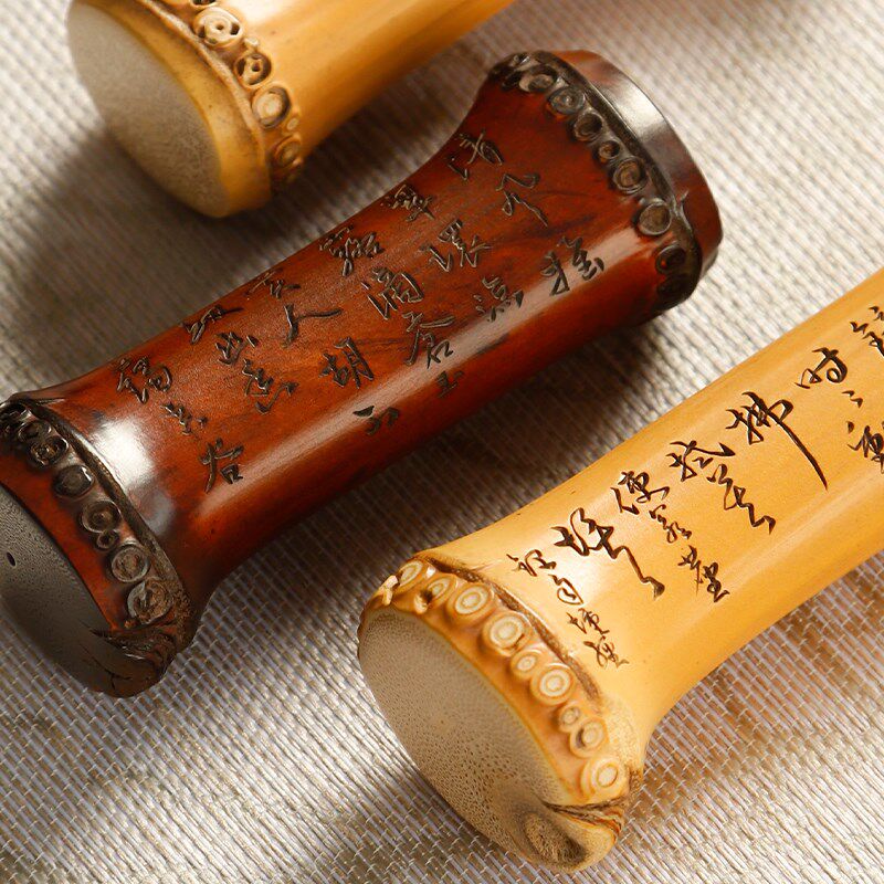 创意天然竹节笔搁复古老竹鞭精雕笔搁笔架山毛笔笔台文房四宝摆件