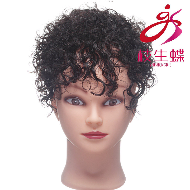 枝生蝶假发仿递针隐形头顶真人发丝中老年女士补发片发块短卷发顶