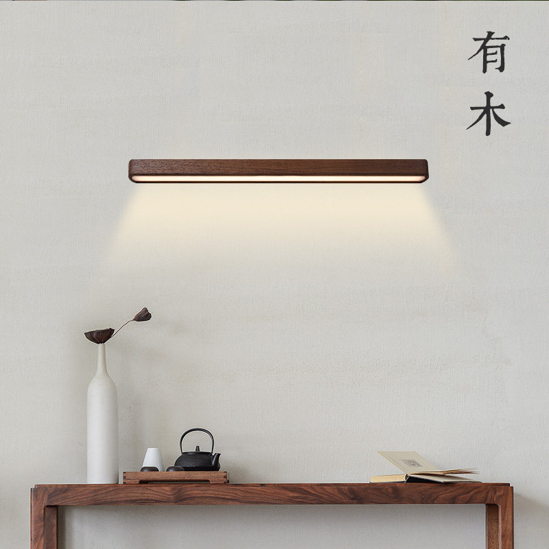 实木壁灯led北欧日式卧室床头灯客厅墙灯过道走廊镜前灯简约长条