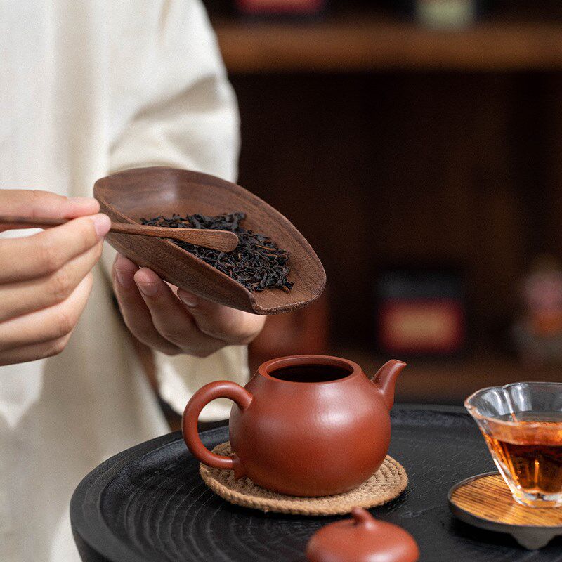 器想茶谈实木茶则茶拨套装手工长柄茶勺赏茶荷入茶叶功夫茶具配件