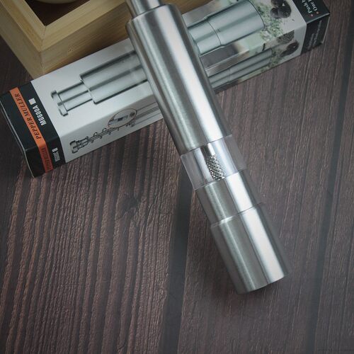 不锈钢黑胡椒粒研磨器 西餐厅牛排胡椒磨粉器 花椒玫瑰盐磨按压式
