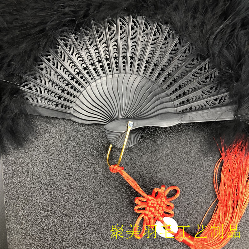 孔雀羽毛舞蹈扇子 全绒加厚古风扇子个性折扇旗袍走秀汉服搭配图片
