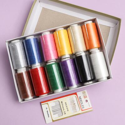 家用涤纶线手工缝衣线小卷缝纫线多色缝补衣服针线40 2细线白线团