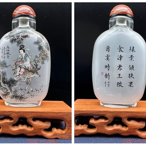 诚信内画鼻烟壶八仙过海 纯手工 瓶内画 衡水特色工艺礼品摆件