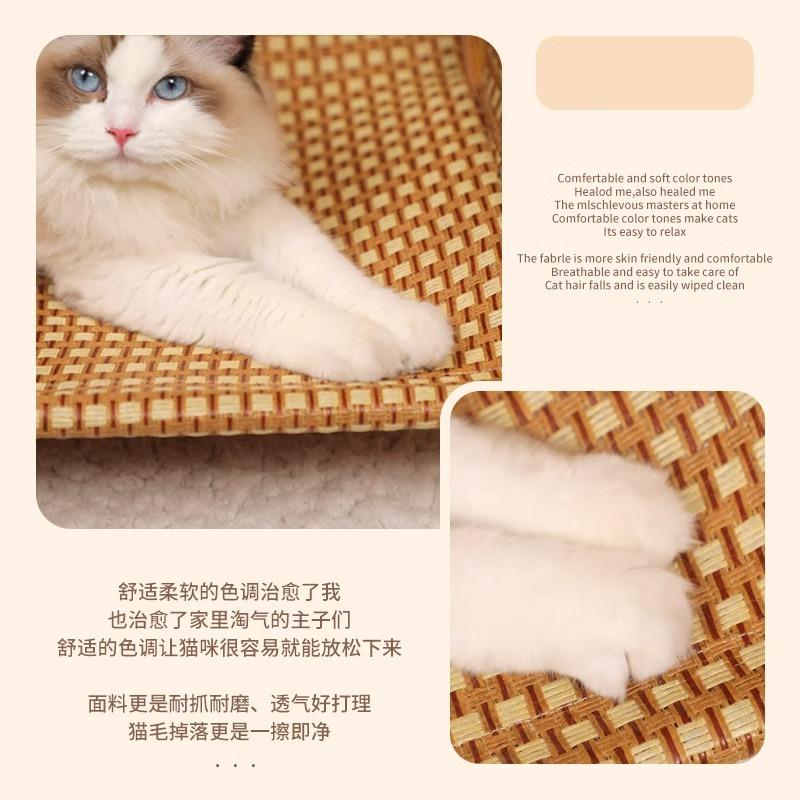 宠物凉席躺椅小狗沙发床猫睡窝藤编狗窝猫窝离地木质床晒太阳神器