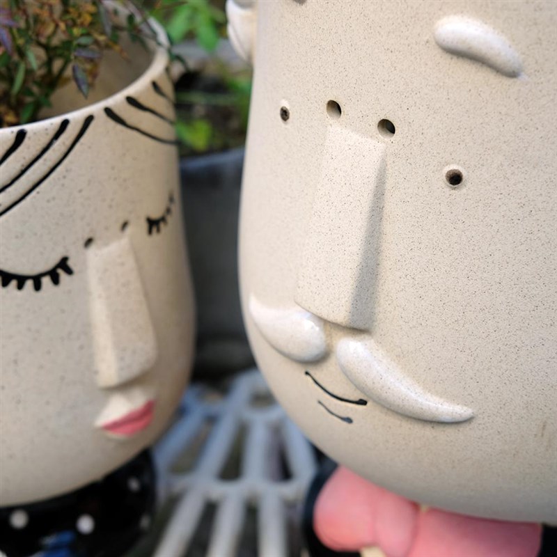 出口欧洲人头人脸粗陶花盆花瓶创意花器文创立体装饰摆件