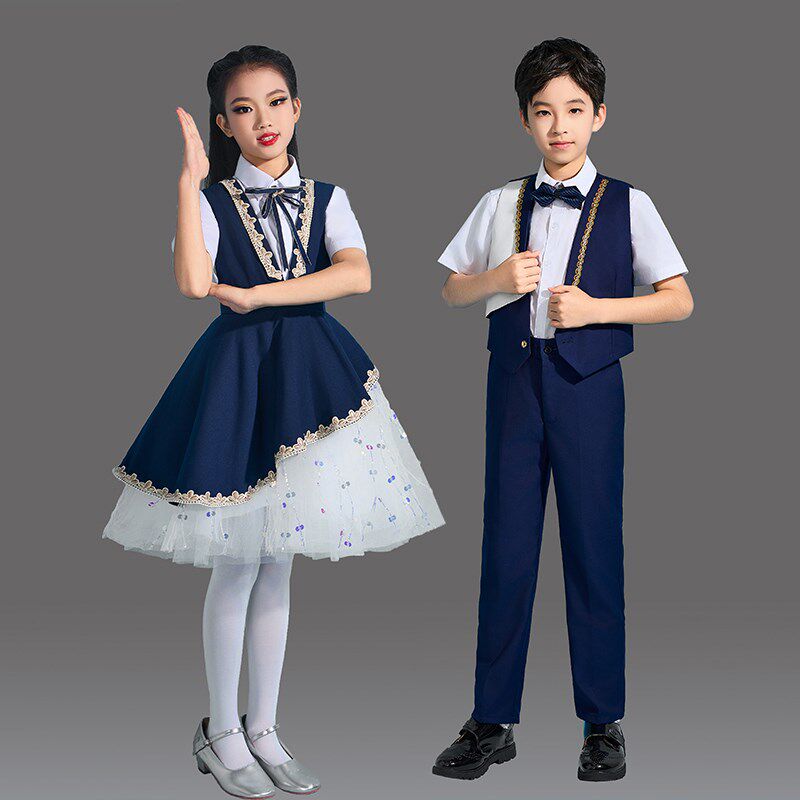 儿童中小学生大合唱服装男女童朗读六一演讲比赛演出服主持人礼服