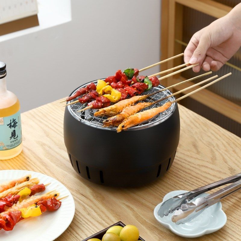 电烤炉家用烧烤架多功能小型圆形围炉煮茶电陶炉茶炉铁板烧煎烤炉