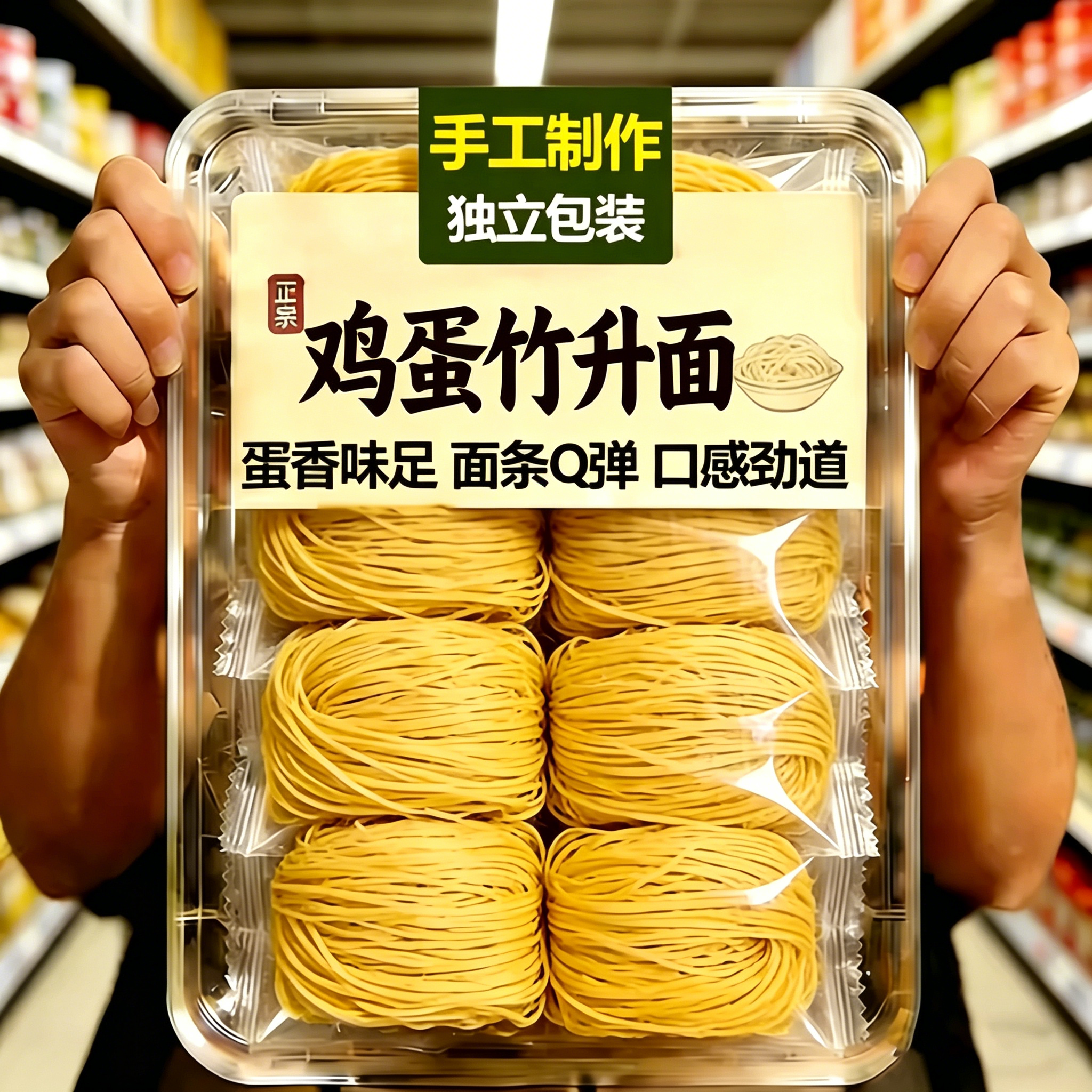 【广东特产】袋装广式竹升面云吞面早餐鸡蛋面宿舍手工细面非油炸