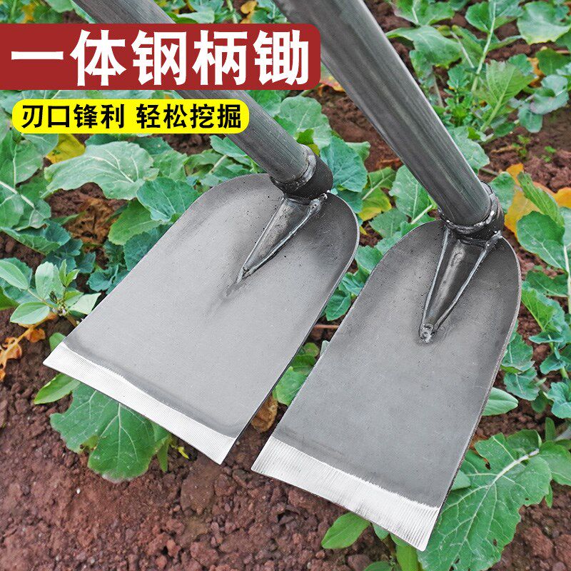 加厚锄头农具种菜翻地长柄除草挖笋农用锄头家用两用撅头铲锄图片