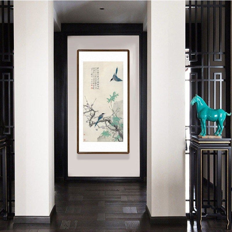 国画花鸟字画有框中式客厅装饰画国画