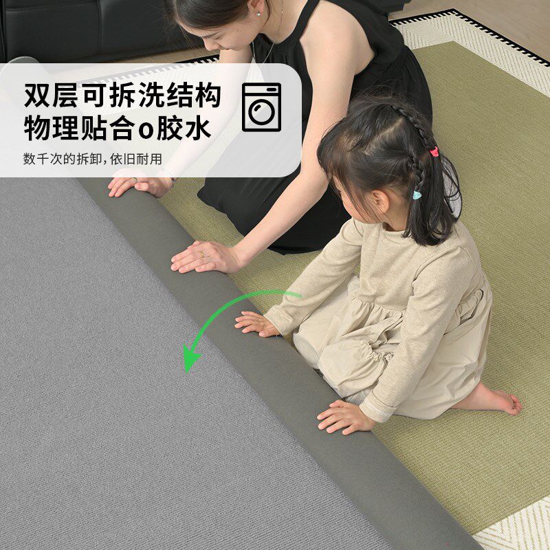 可拆洗地毯客厅绿色2025新款卧室床边隔音可机洗轻奢高级沙发地垫