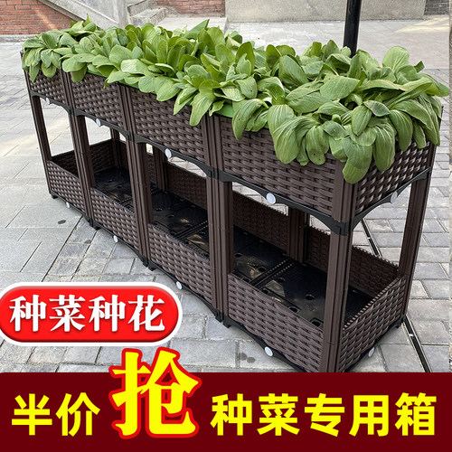 蔬菜神器家庭长方形立体花盆塑料槽阳台种菜盆双层种植箱特大