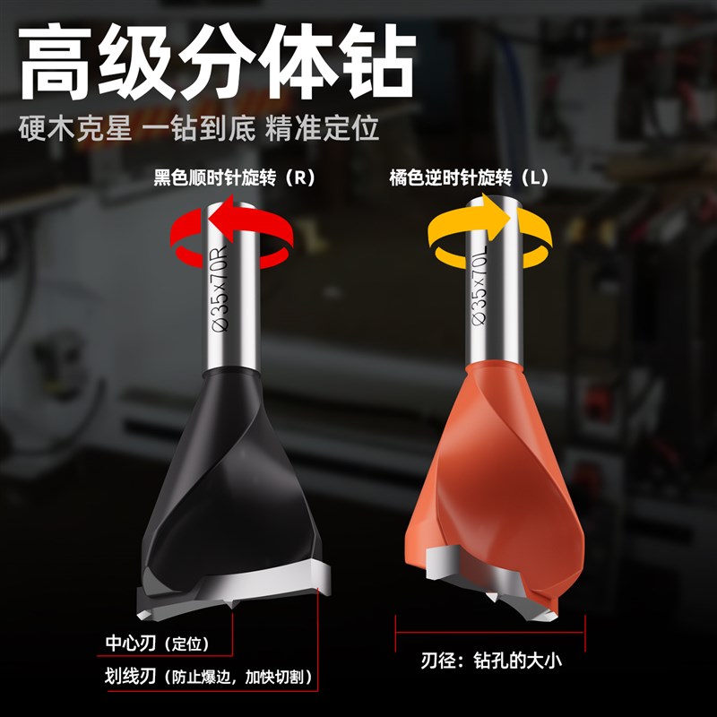 蓝胜工业级木工数控排钻合页门板橱窗铰链开孔器六面钻头35mm37mm