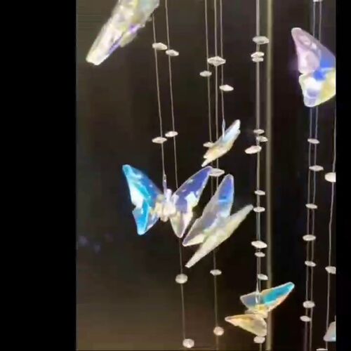 北欧轻奢K9水晶蝴蝶吊灯别墅复式楼餐厅loft客厅挑空旋转楼梯吊灯