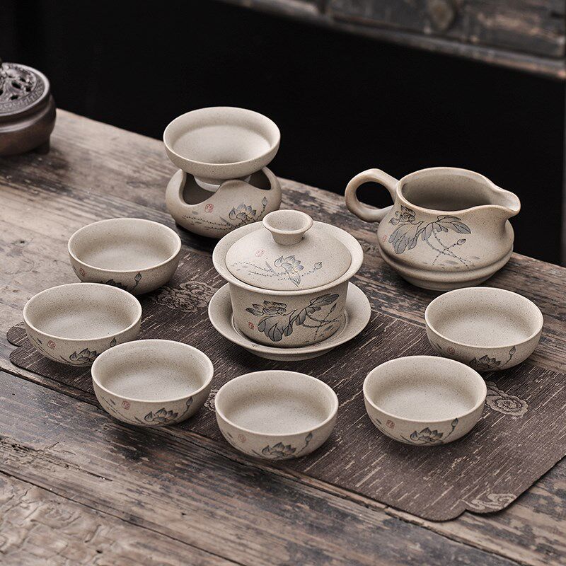 粗陶功夫茶具陶土原矿土茶具盖碗茶壶茶杯撤把壶泡茶器茶陶瓷家用