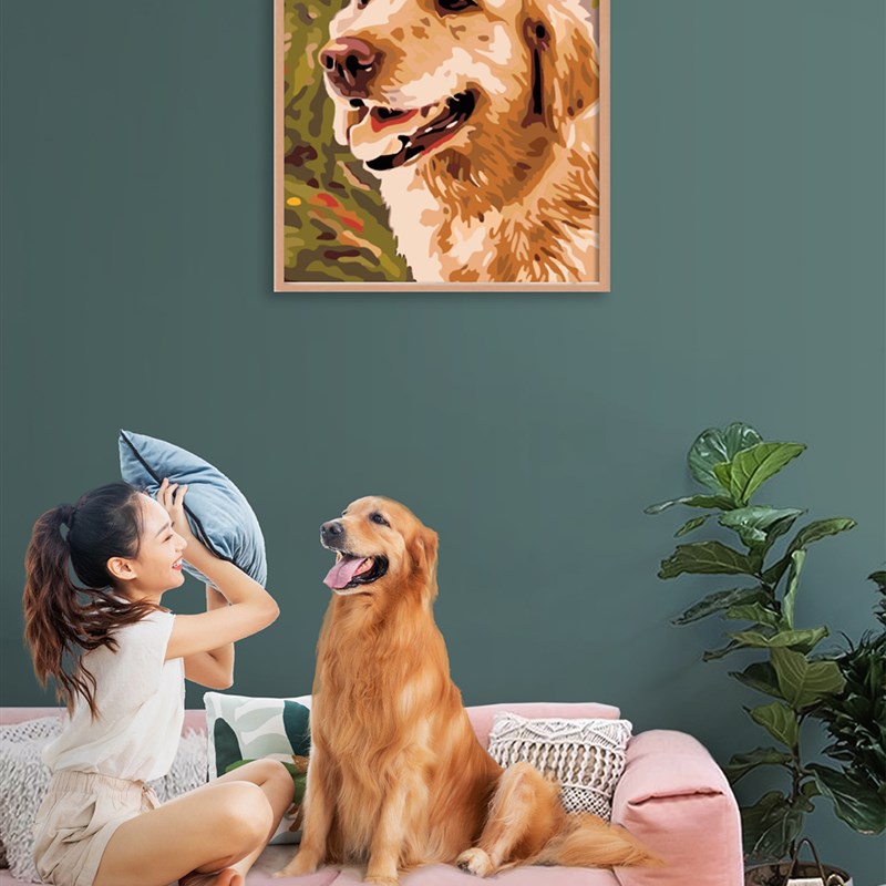 专业来图定制宠物数字油画diy猫咪狗狗油彩画手绘上色填色装饰画