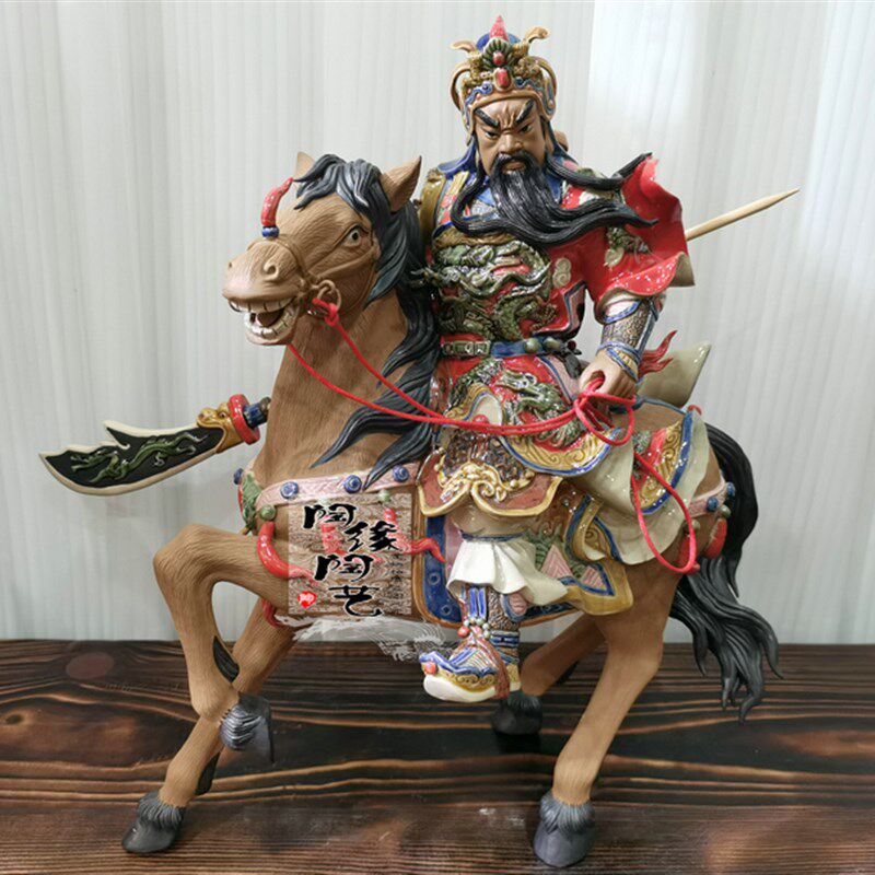 陶瓷工艺品 石湾公仔 千里走单骑 关公