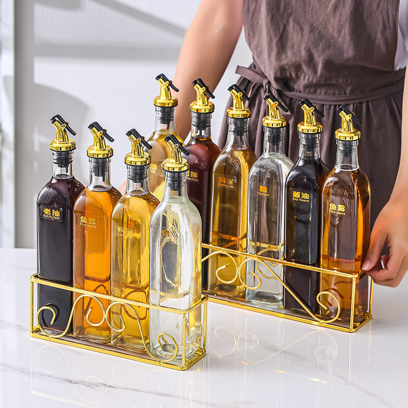 轻奢玻璃防漏油壶醋壶北欧大号调味瓶酱油瓶醋瓶油瓶套装组合家用