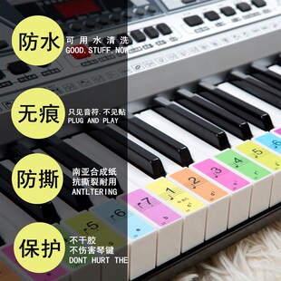送黑键贴88-61-54 彩色五线谱简谱键位贴 电子琴琴贴钢琴键盘贴纸