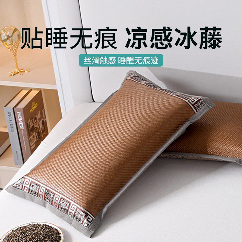 全荞麦枕头枕芯夏天凉席硬枕成人家用一对护颈椎助睡眠专用竹整头