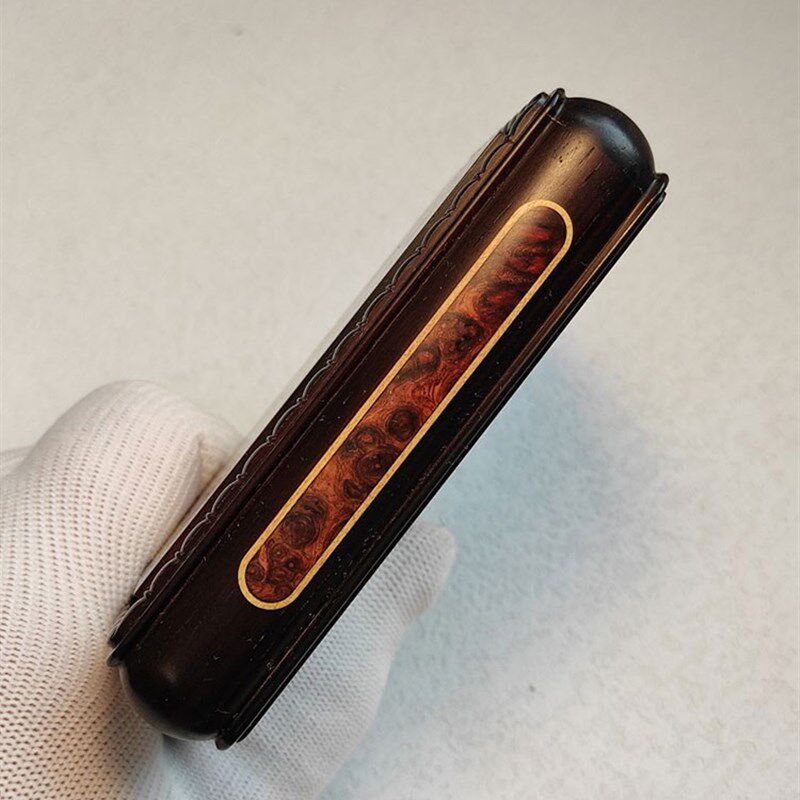 海派虫具张圣林紫檀木镶嵌老瘿木双格黄蛉盒 蛉子盒 蛉虫盒大黄蛉