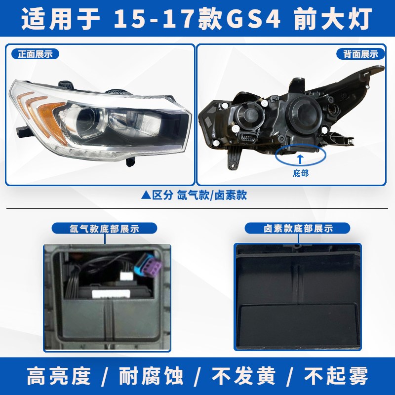 适配15-17 18 19 20-22款广汽传祺GS4前大灯总成车头照明灯罩外壳