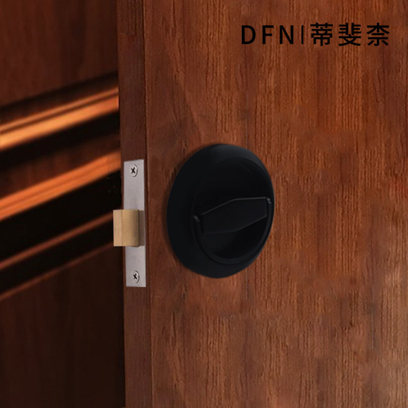 不锈钢圆形隐形门锁暗门背景墙双面单面锁拉环锁黑色室内隐藏门锁