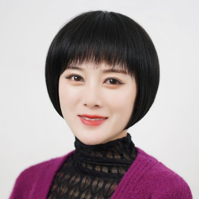 2024时尚新款假发女短发真发波波头圆脸发型薄款透气真头发全头套