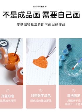 数字油画花卉画画diy填色本成人装饰画手绘水彩画填色套装初学者