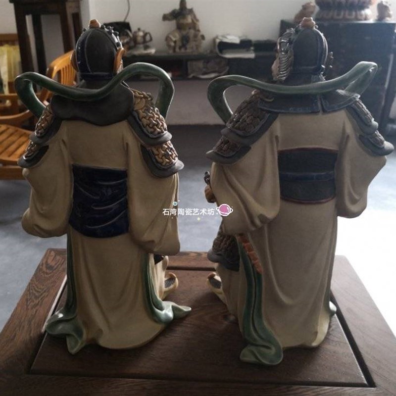 石湾公仔陶瓷尉迟恭门神手工家居摆件店铺玄关古代门神门官摆件