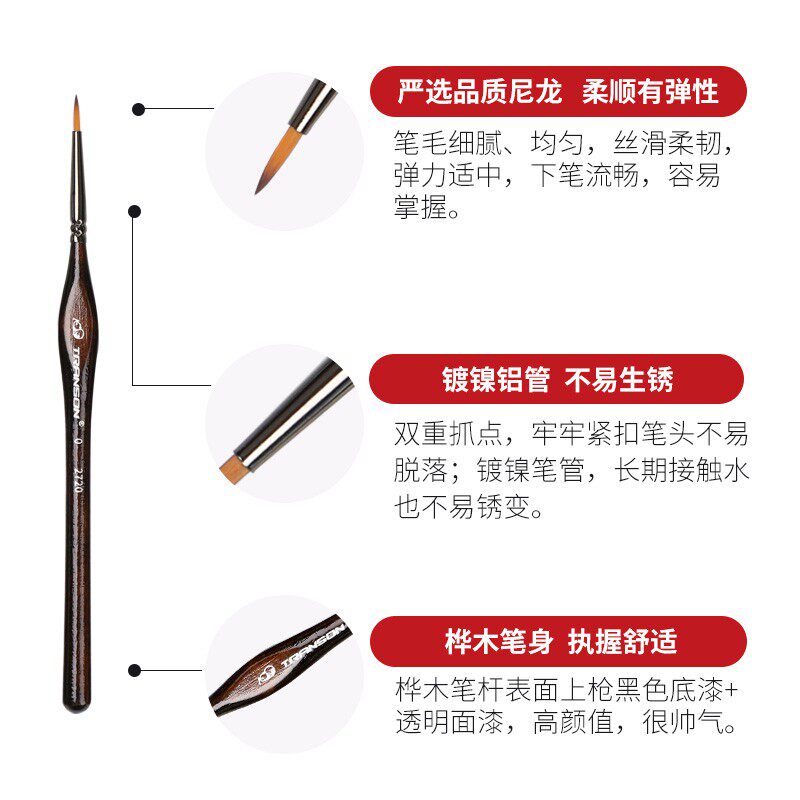 中盛画材尼龙水粉水彩颜料丙烯油画笔套装学生艺考多笔头扇形勾线