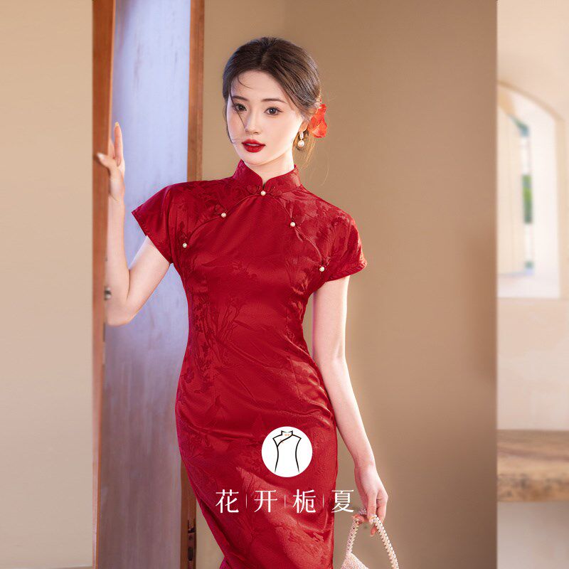 《绯红倾城》新中式红色旗袍新娘敬酒服订婚礼服结婚领证连衣裙
