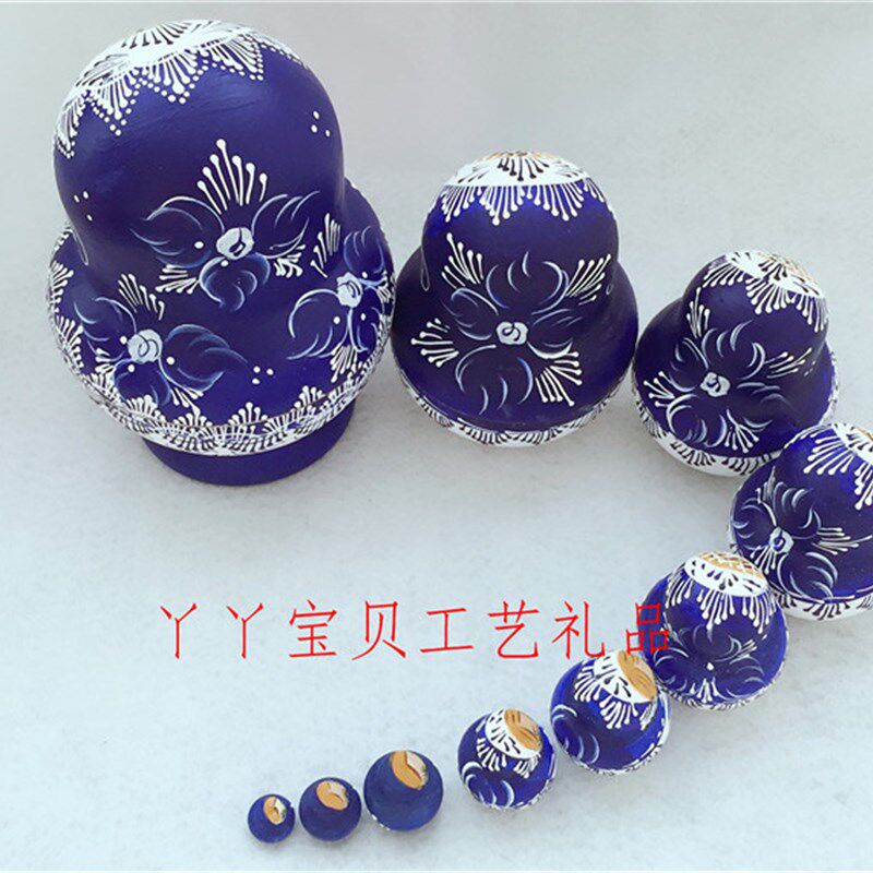 十层大肚青花瓷俄罗斯套娃娃木制玩具工艺礼品许愿娃娃家居摆件