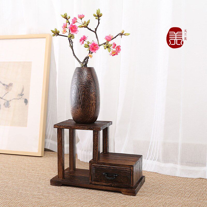 实木创意博古架 小多宝阁茶具盆景展示置物架 茶杯架 暗格收纳柜