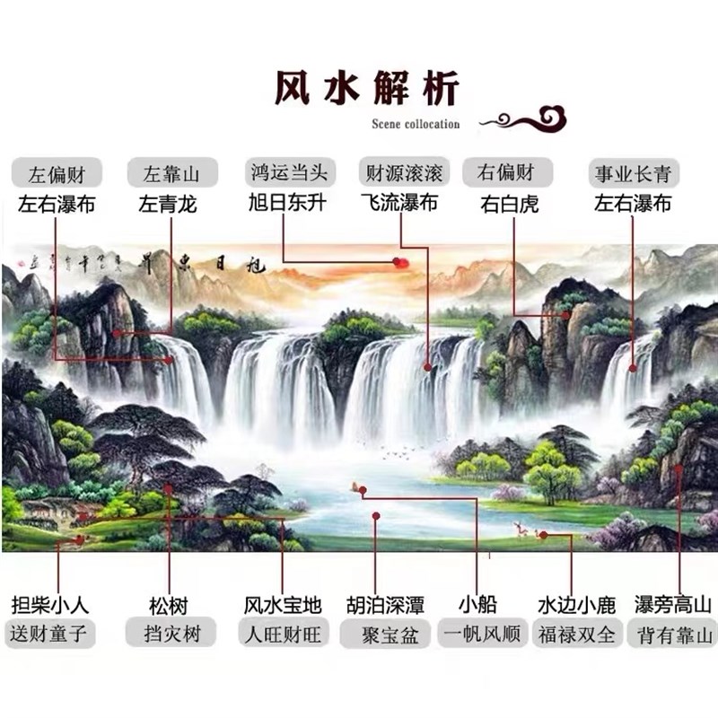 新中式客厅装饰画办公室风景画国画山水画挂画墙画沙发背景墙壁画