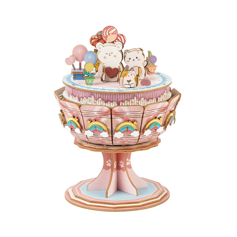 木质diy拼装八音盒旋转木马模型梦幻摩天轮音乐盒生日创意礼品
