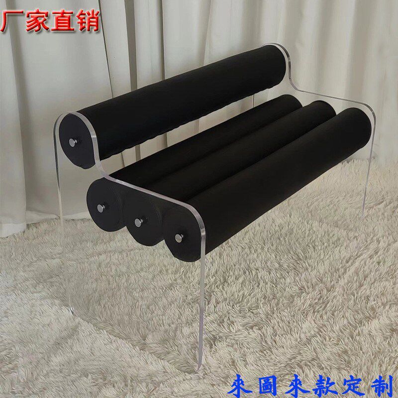 轻奢透明亚克力换鞋床尾凳服装店网红凳子简约时尚卧室化妆椅餐椅