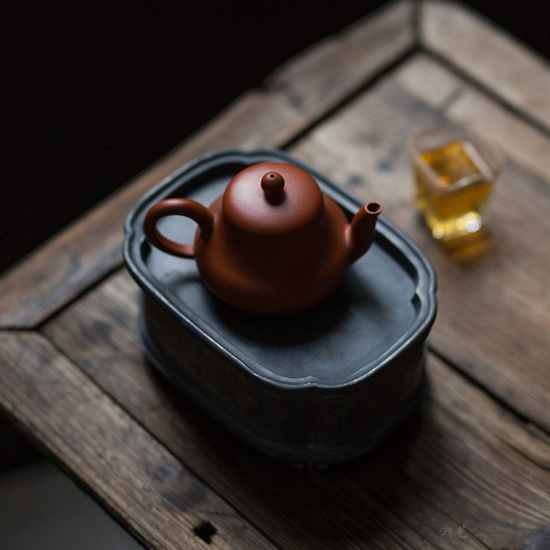 潮阳纯锡茶盘 古锡壶承工夫茶盘 茶池 茶船 茶海茶承铜建水 壶托