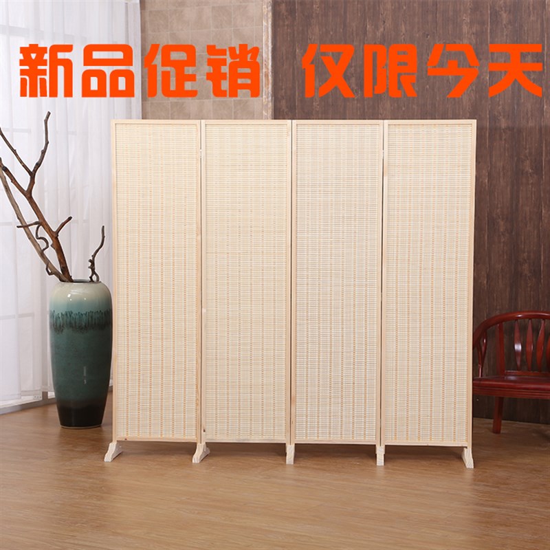 屏风隔断折叠客厅移动装饰布艺双面办公酒店推拉折屏实木玄关门帘