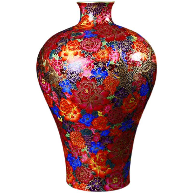 花瓶陶瓷景德镇手工花器新中式彩色瓷器礼品摆件居家卧室桌面饰品
