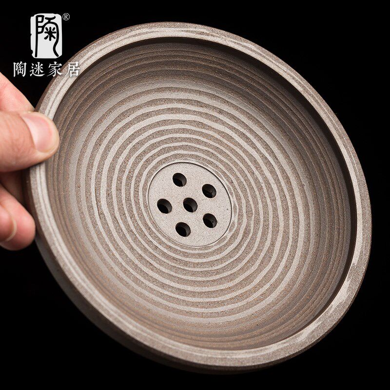 陶迷老岩泥手工蓄水壶承茶渣桶陶瓷茶承养壶托干泡盘功夫茶道配件