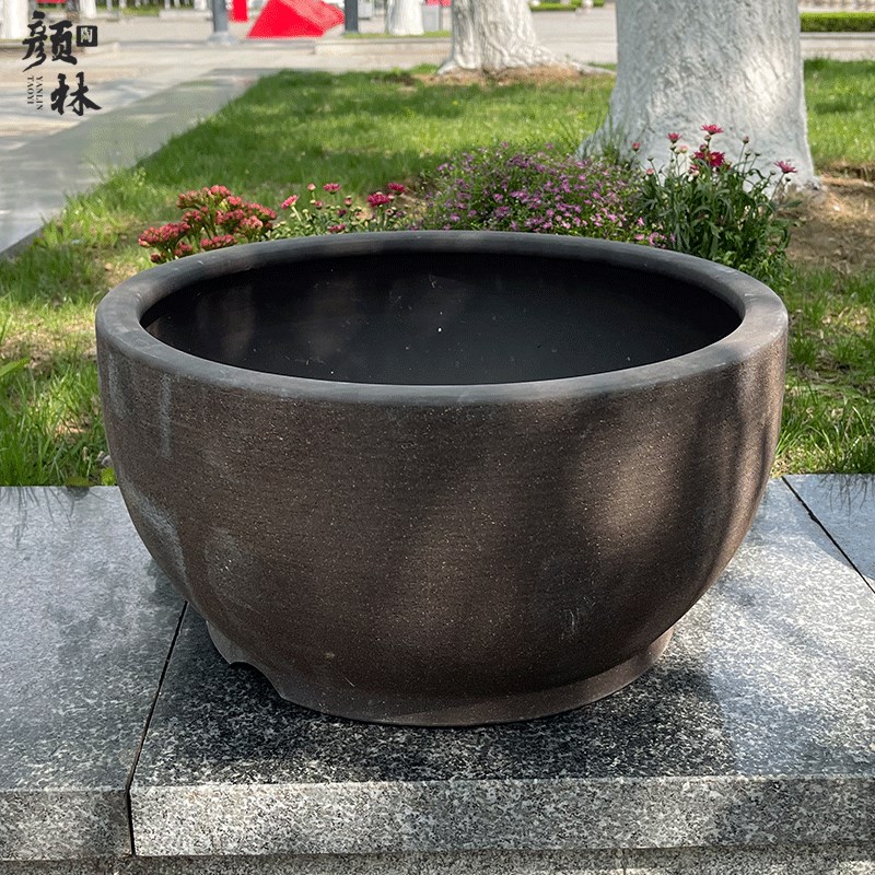 花盆小花钵拼盘大号碗状盆大口盆紫砂粗陶多肉组合盆素色咖色盆大