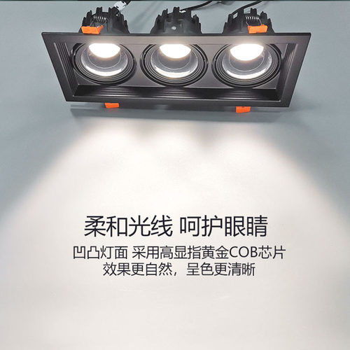 led双头射灯深防眩可调角度天花灯嵌入式商场酒店cob洗墙灯斗胆灯
