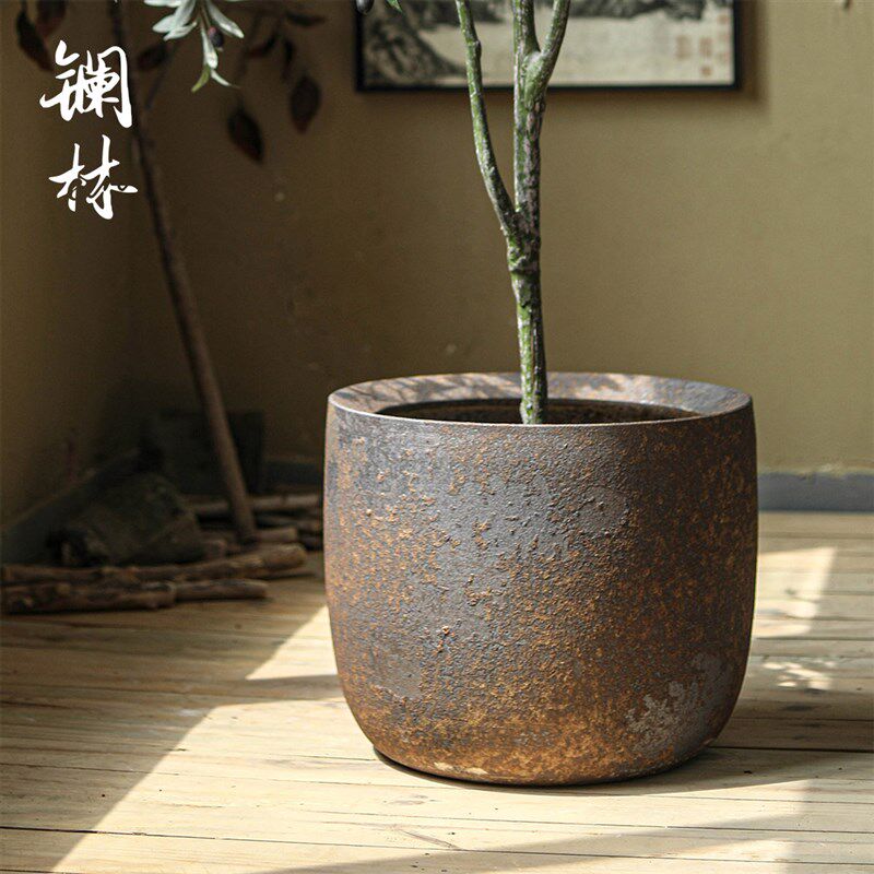 花盆陶瓷新款粗陶多肉绿植花坛创意复古摆设民宿酒店家居装饰摆件