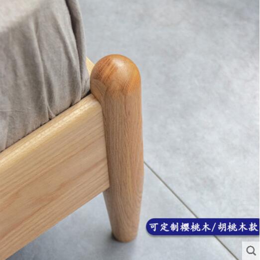 白橡木实木床 简约婚床日式北欧原木床 高靠背床双人床圆柱床昆明